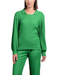 Hope Long Sleeved Crew-Neck Cable-Knit Top, Green