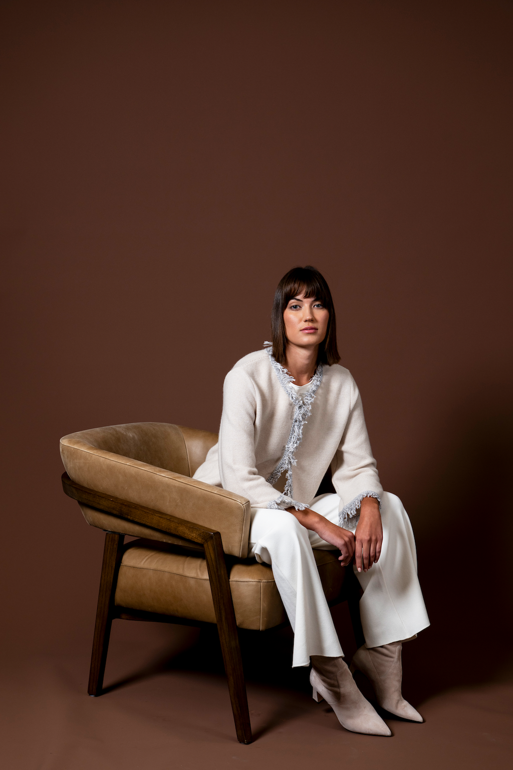 Barb Milano-Knit Wide Leg Pants; Winter White