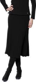 Georgia Pleated-Knit Midi Skirt; Black