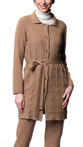 Sydney Square-Patern Knit Car Coat ; Mocha