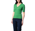 Veneta Short Sleeve V-Neck Top, Emerald Green