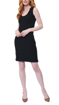 Vera Square-Detail Knit Sheath Dress; Black