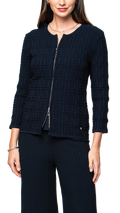 Zia Square-Detail Knit Jacket; Dark Navy