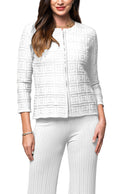 Zia Square-Detail Knit Jacket ; White