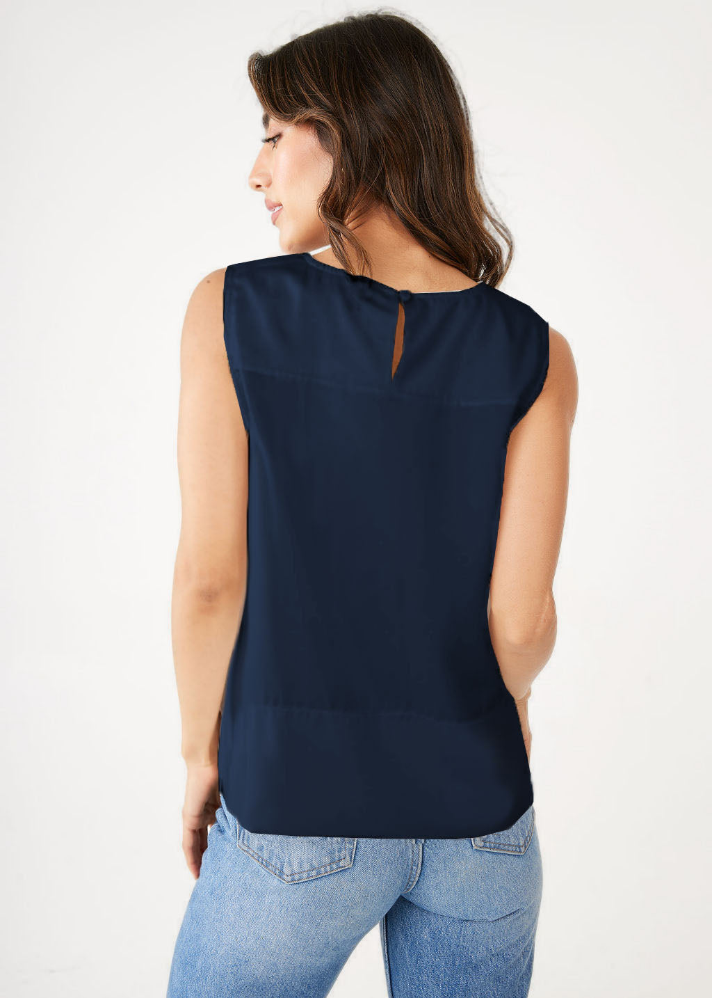 Zoe Navy Satin Top