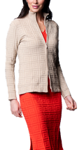 Zoe Square-Detail Knit Jacket ; Warm Beige