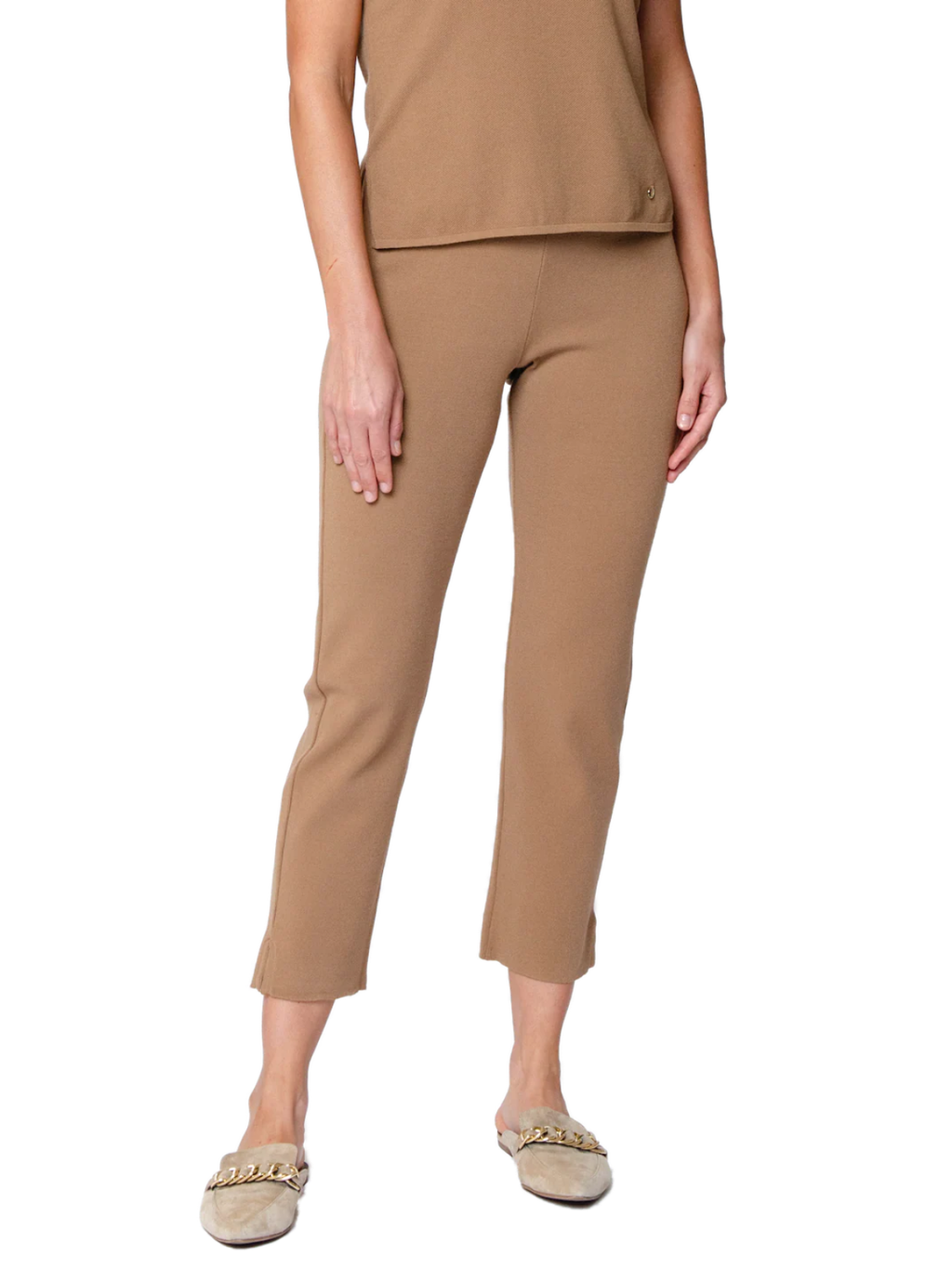 Alice Milano-Knit Slim Leg Pants; Mocha