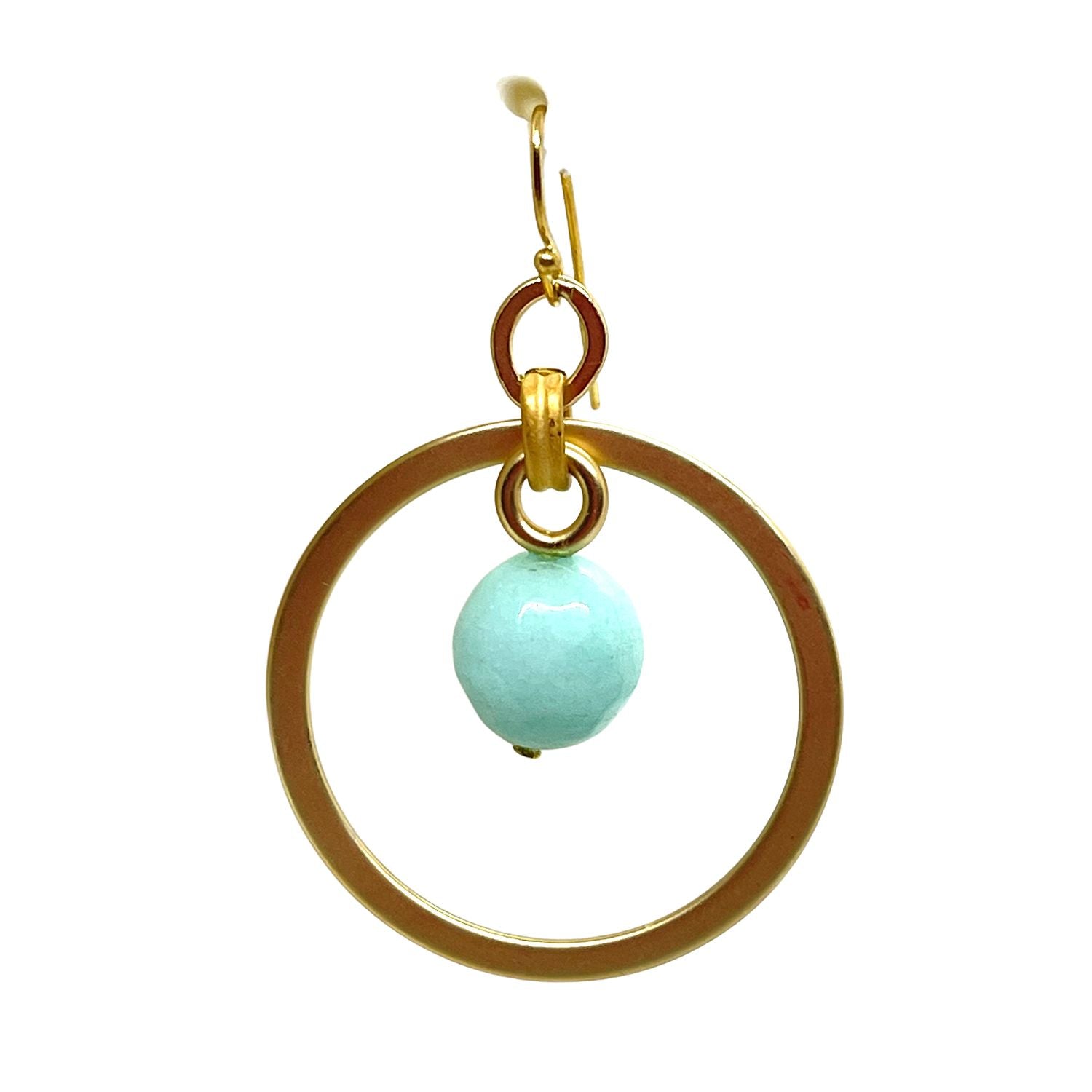 Aqua Jade Matte Gold Hoop Earrings