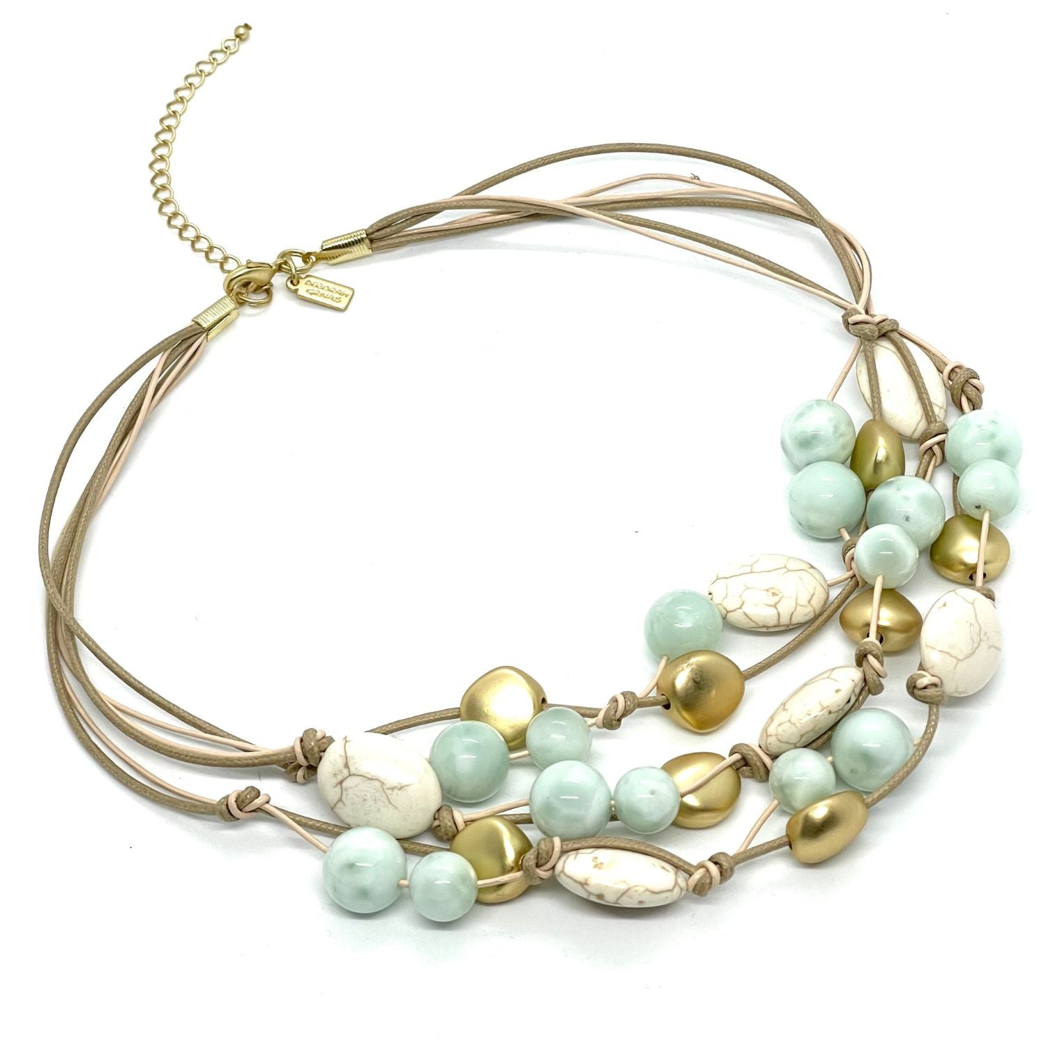 Angelite And White Magnesite Torsade Necklace