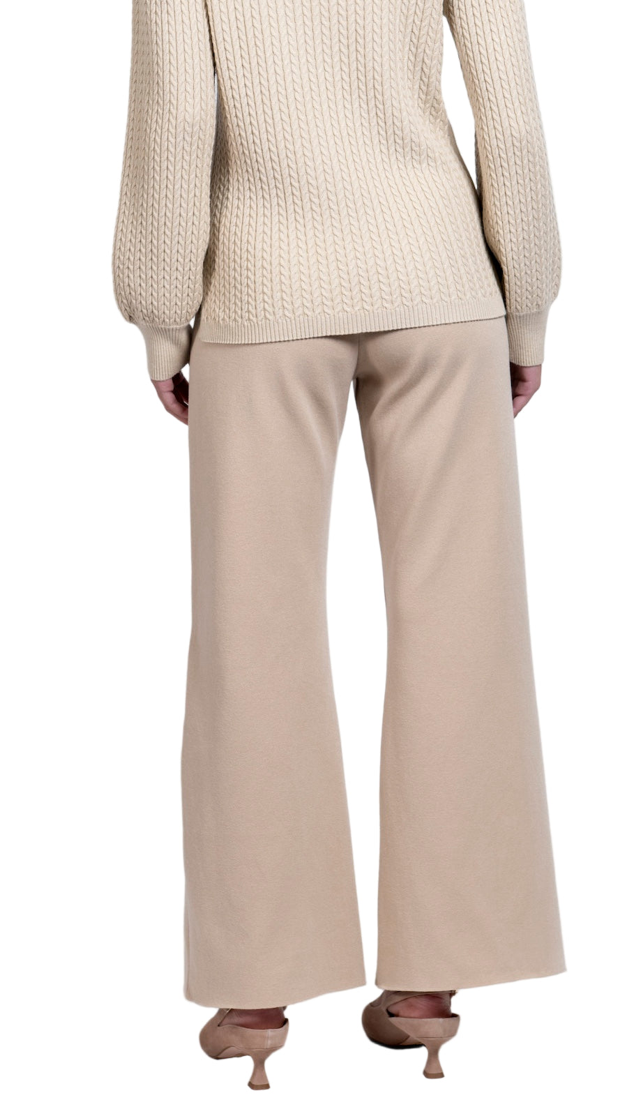 Barb Milano-Knit Wide Leg Pants; Warm Beige