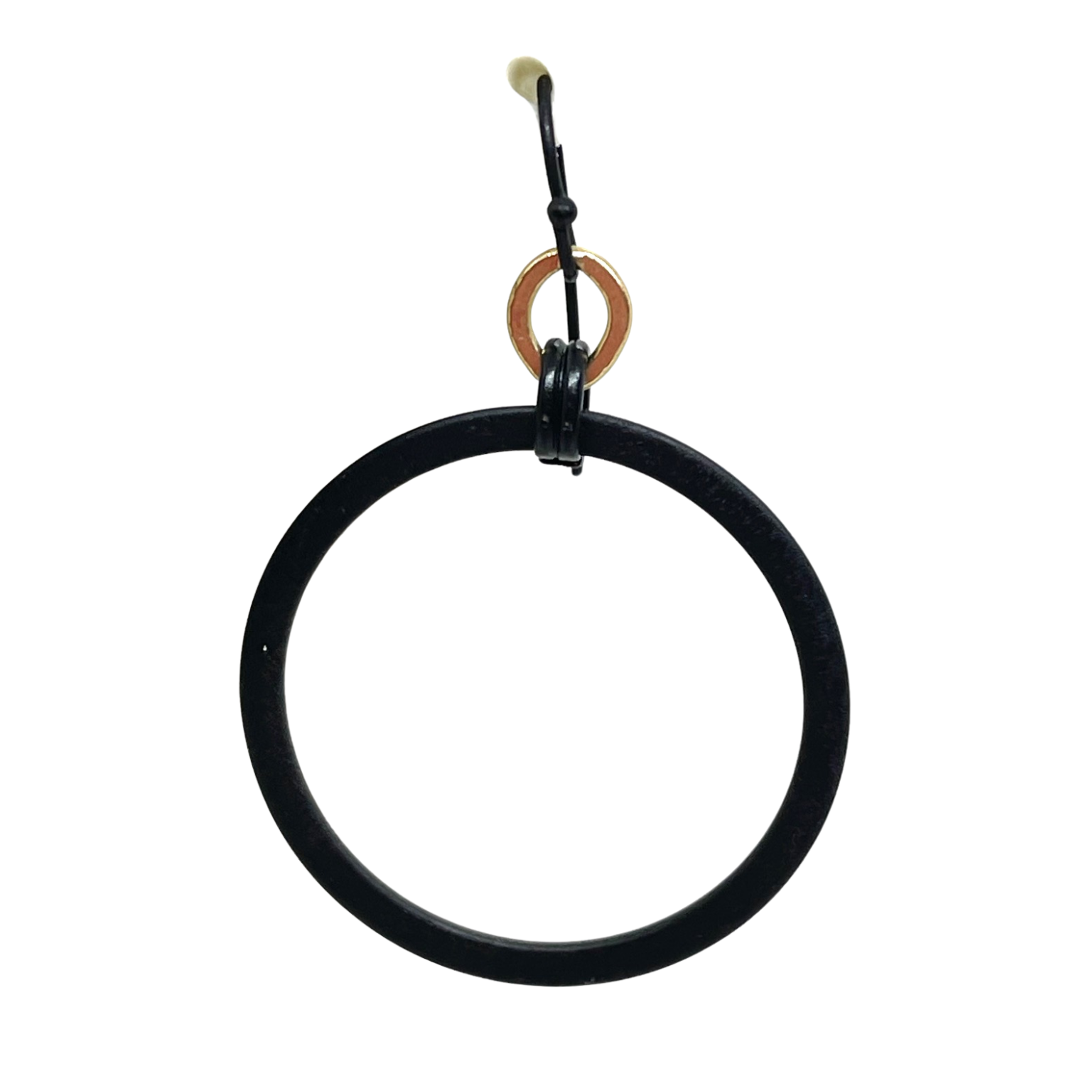 Matte Black And Matte Gold Flat Loop Hoop Earrings