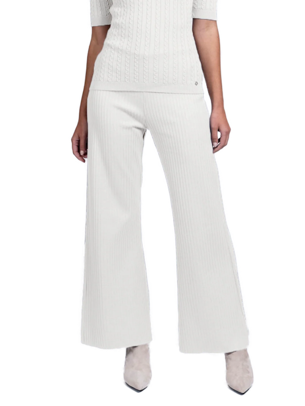 Camilla Rib-Knit Wide Leg Pants; Winter White