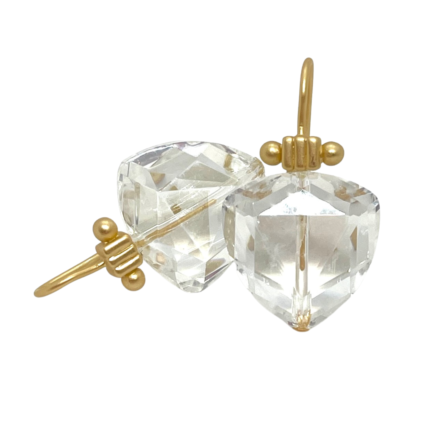 Clear Shield Crystal Column Top Earrings