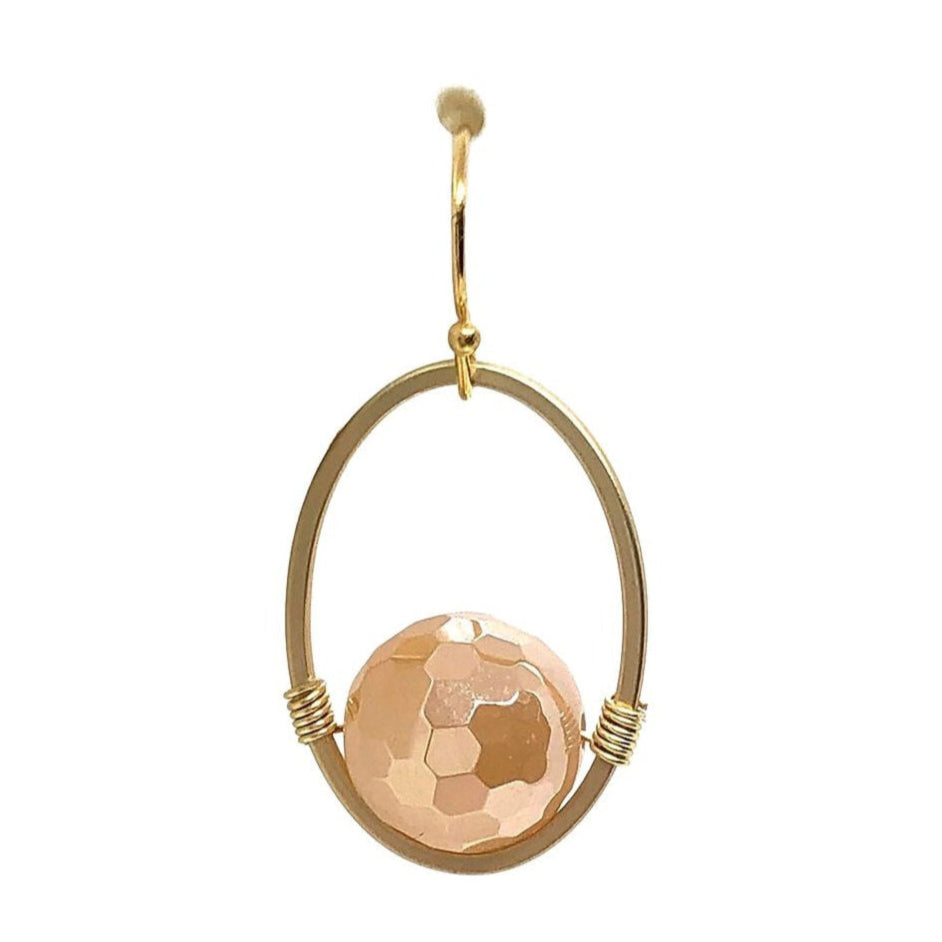 Champagne Glazed Agate Oval Earring