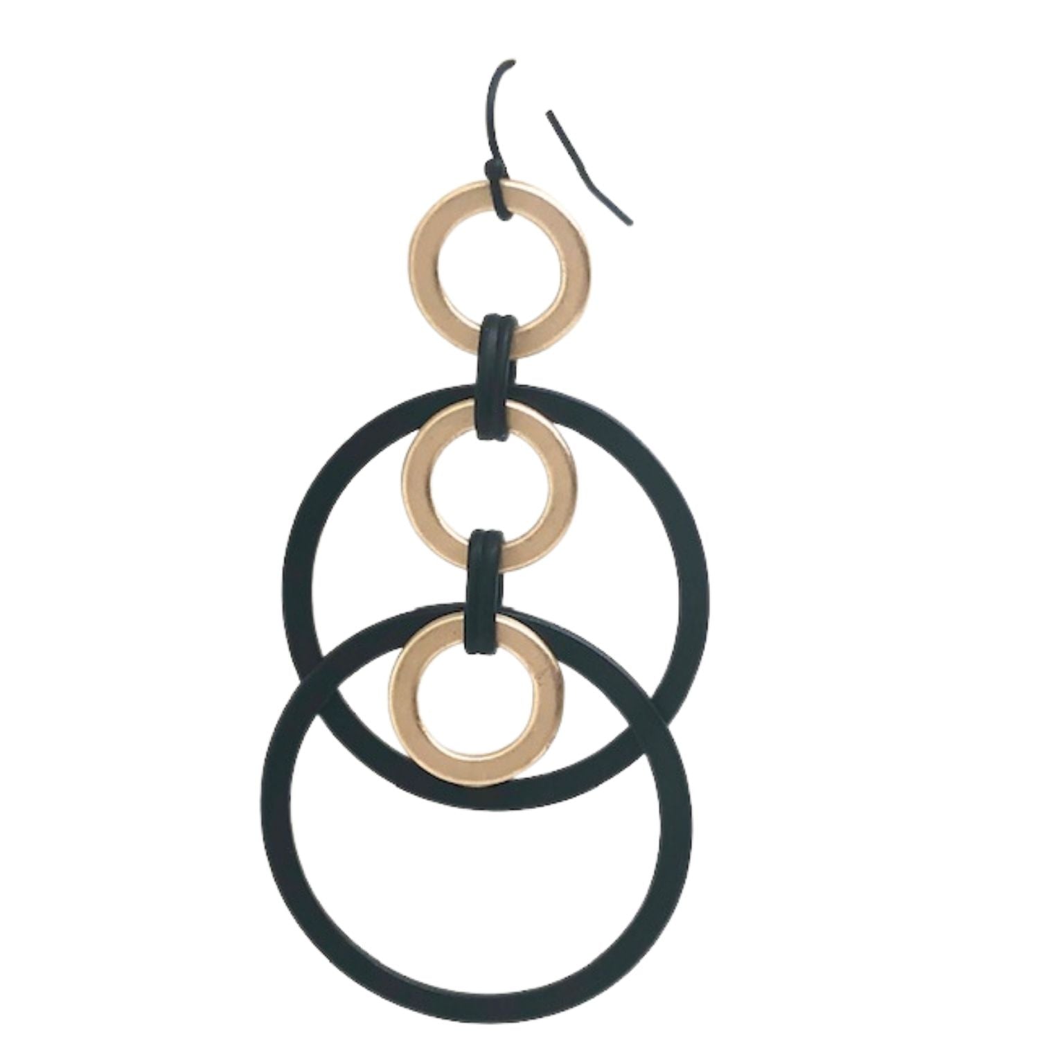 Matte Black Matte Gold Double Hoop Earring