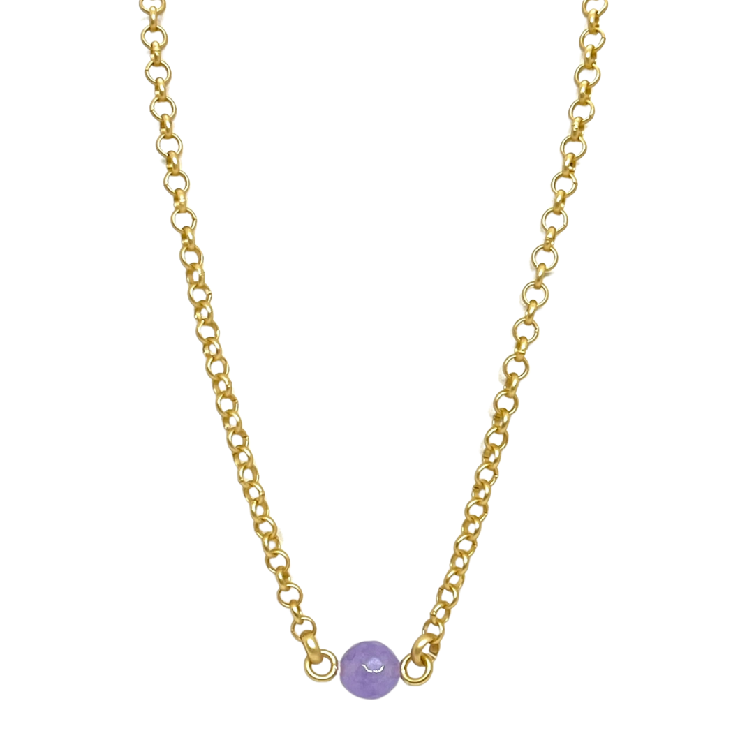 Lavender Jade on Matte Gold Rolo Chain
