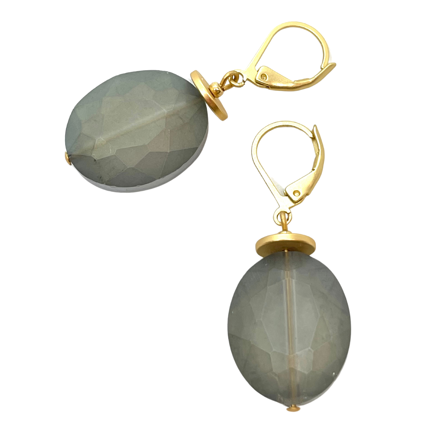 Matte Olive Faceted Crystal Earrings
