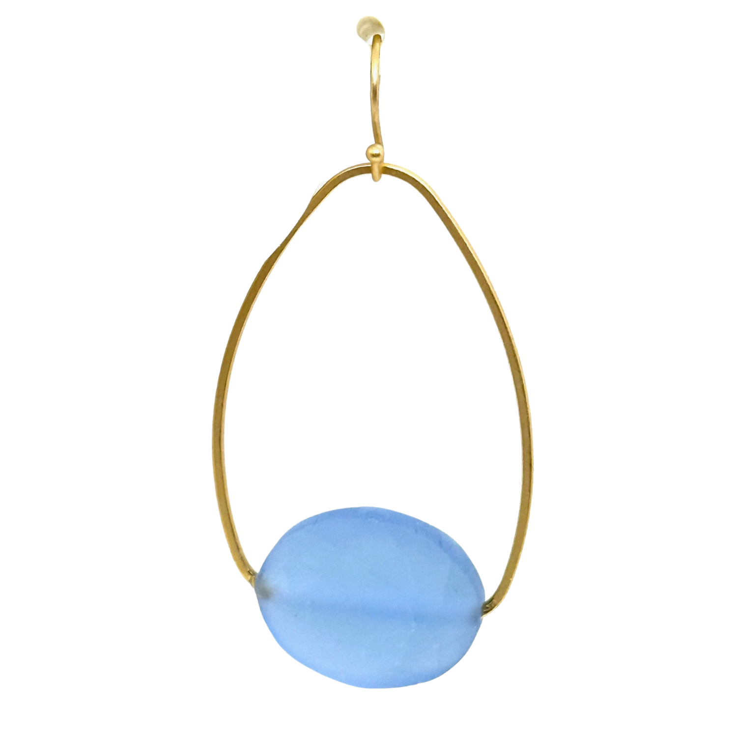 Matte Light Blue Inset Oval Earrings