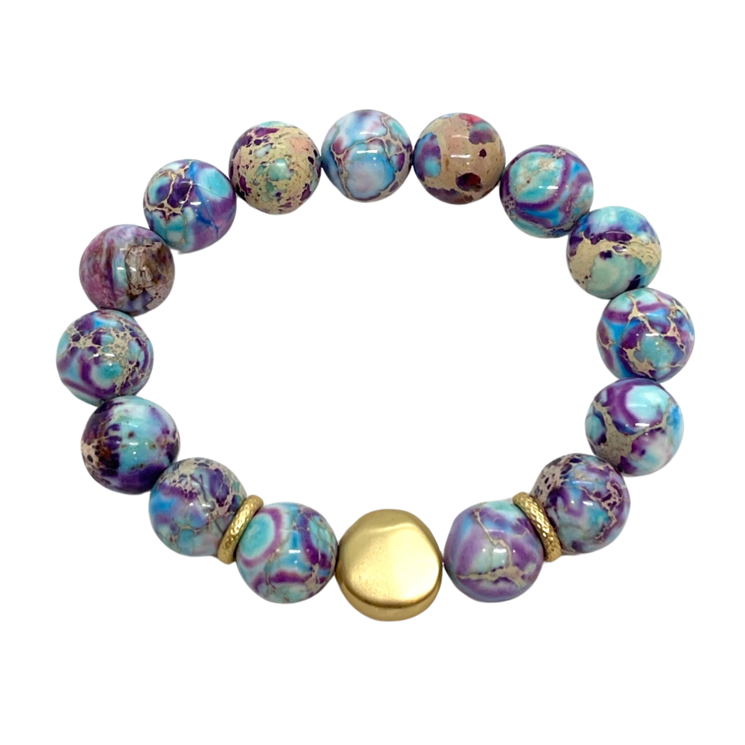 Multi Jasper Bracelet with Gold Nugget Accent