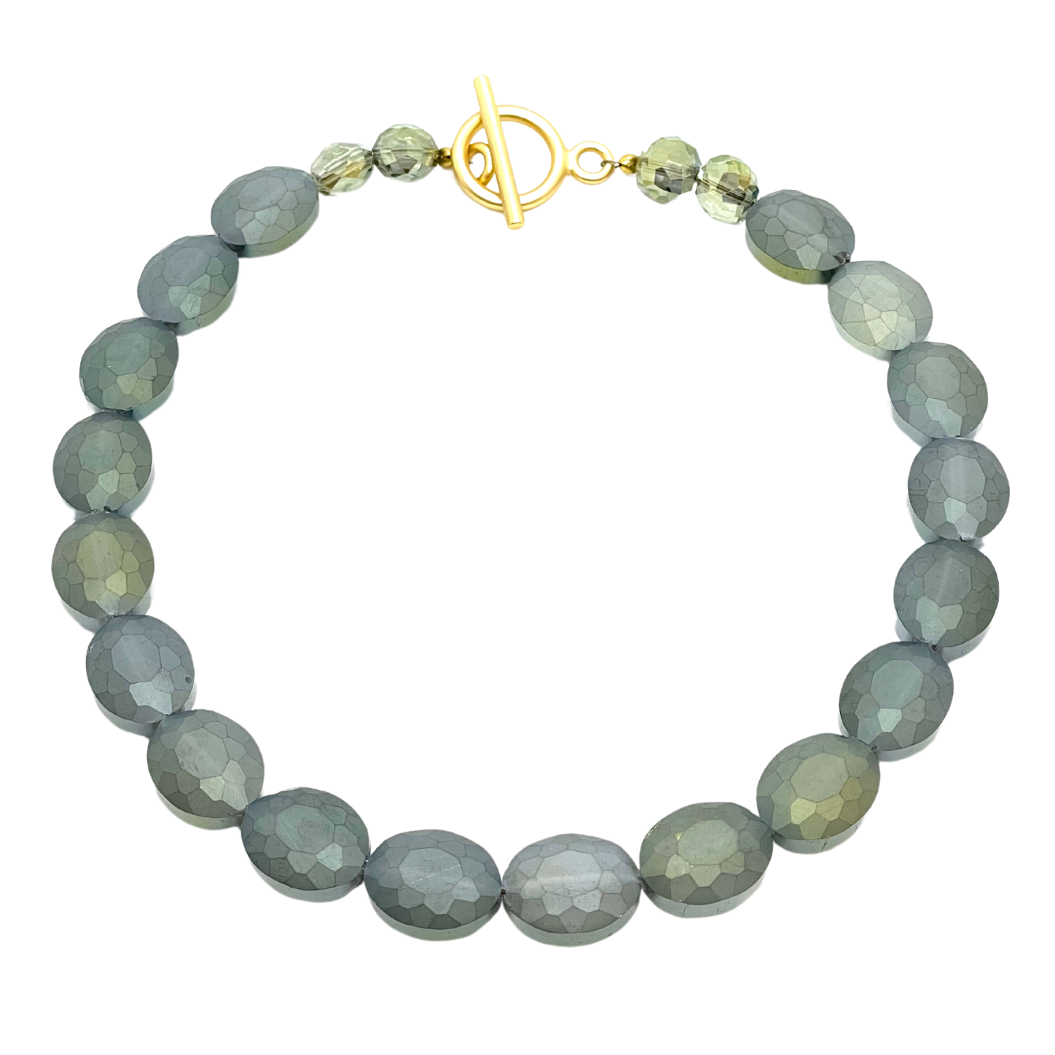 Matte Olive Oval Crystal Necklace