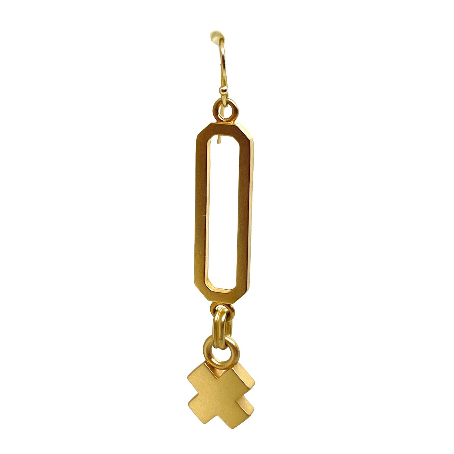 Matte Gold Paperclip X Charm Earrings