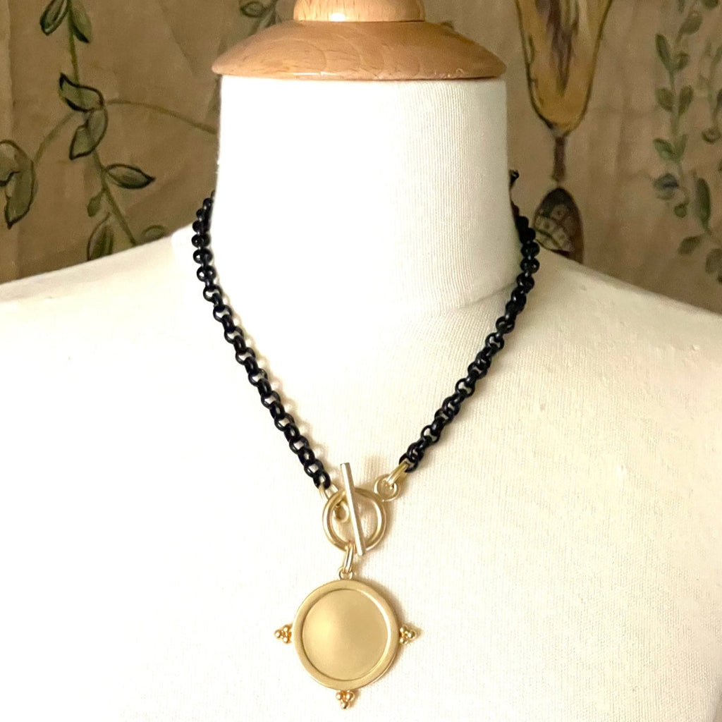 Starburst Pendant on Matte Black Chain Necklace